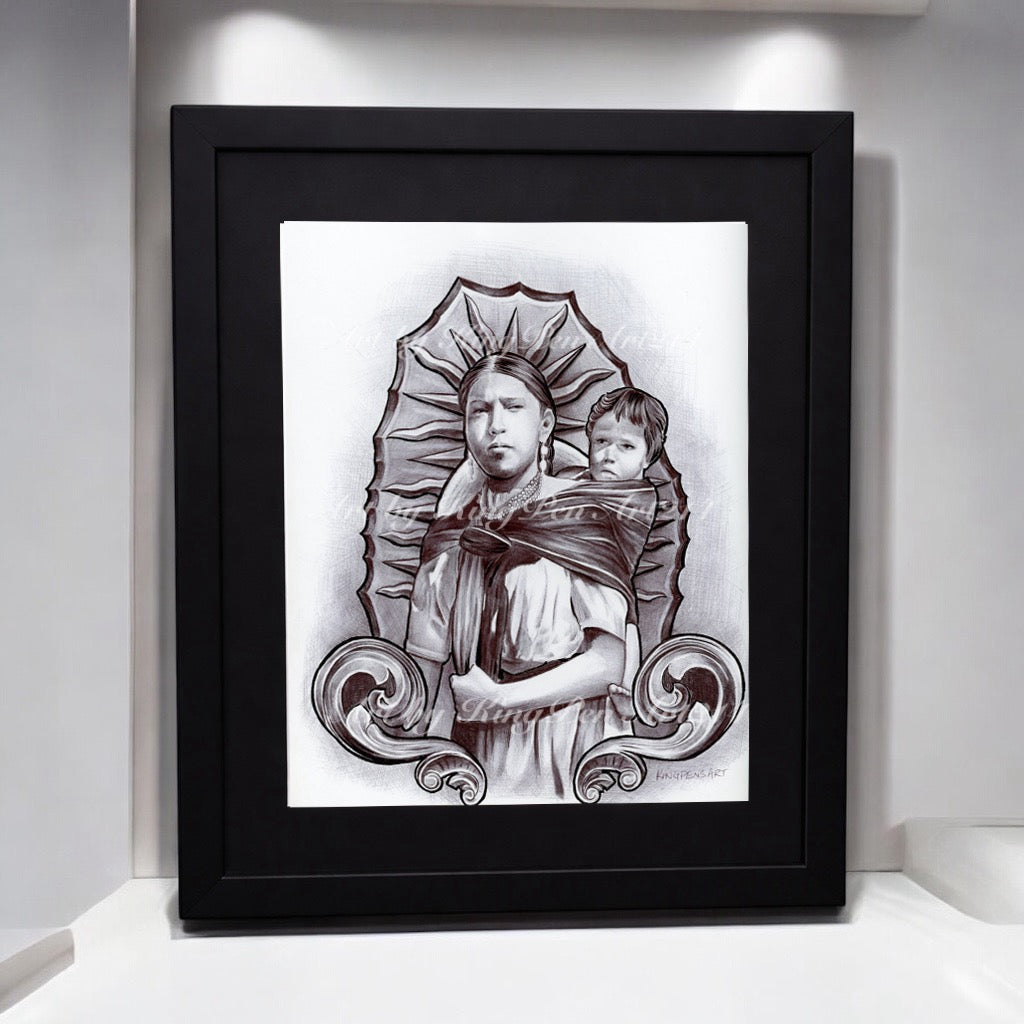 "A MOTHERS LOVE" MATTE BOARD FRAMED INK PRINT
