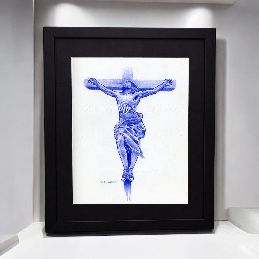 "COLD WORLD JESUS CRUCIFIX" PRINT